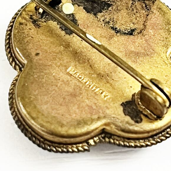 Antique Micro Mosaic Floral Brooch Pin Victorian Made in Italy - Picture 6 of 6